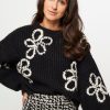 Women Essentiel Antwerp Sweaters And Cardigans | Eschew, Wool Mix Jumper With Pattern Black