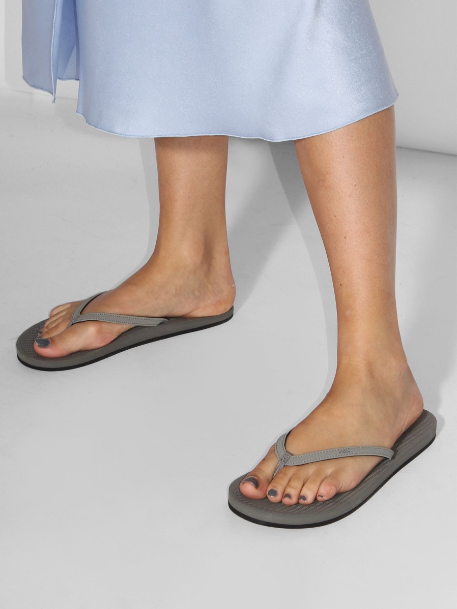 Women Indosole Flip Flops | Recycled Rubber Flip Flops Grey