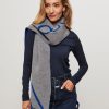 Women Closed Scarves | Wool Mix Melange Logo Scarf Blue