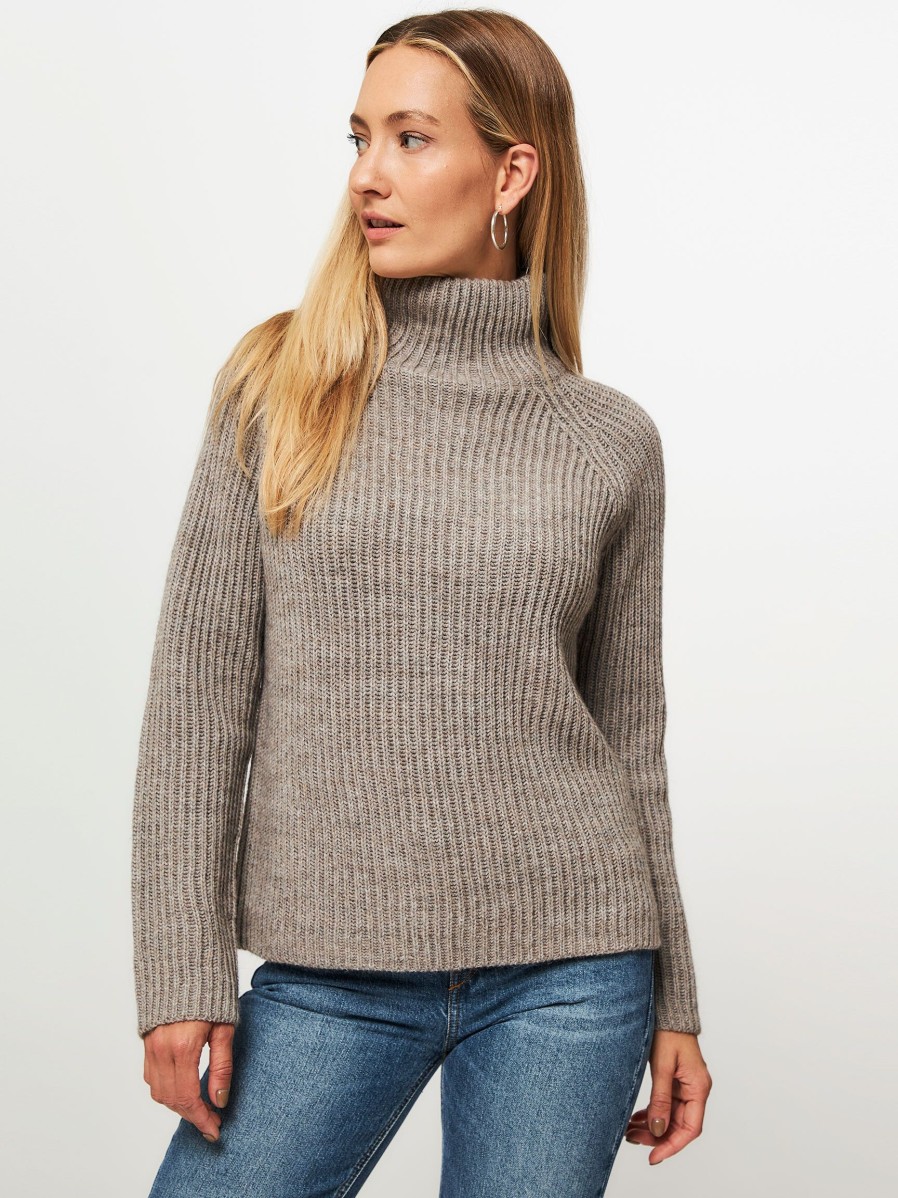 Women Drykorn Sweaters And Cardigans | Arwen, Wool Mix Melange Turtleneck Browngrey