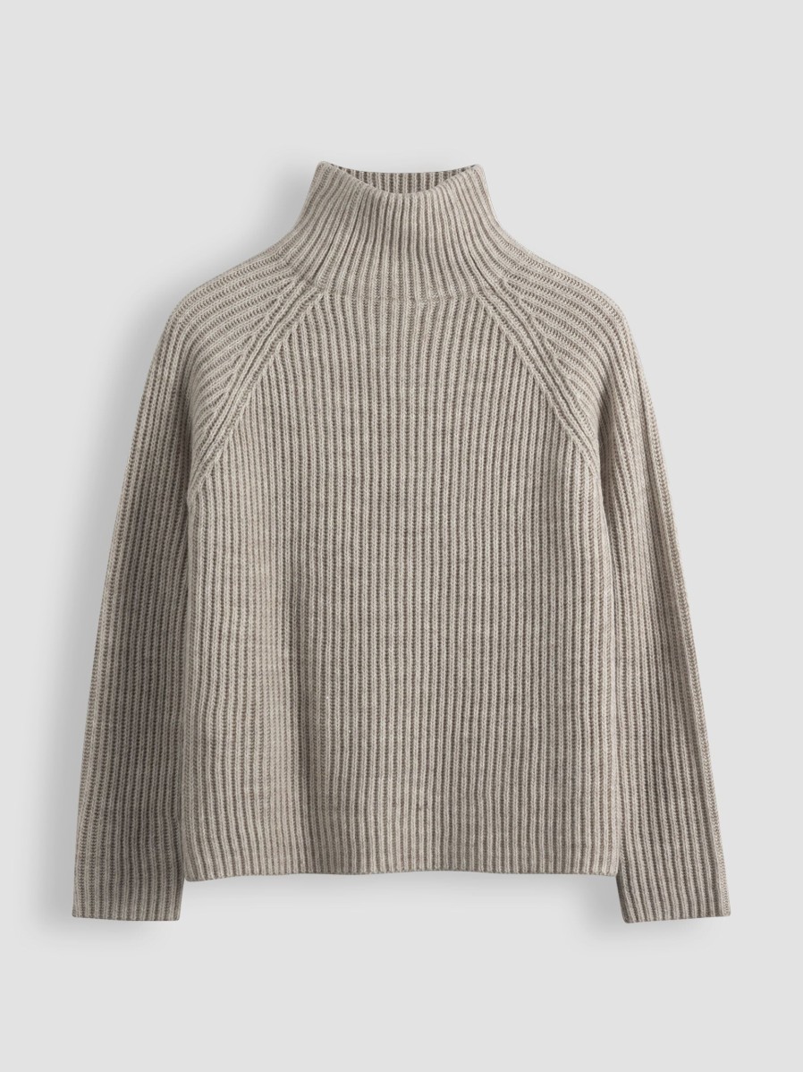 Women Drykorn Sweaters And Cardigans | Arwen, Wool Mix Melange Turtleneck Browngrey