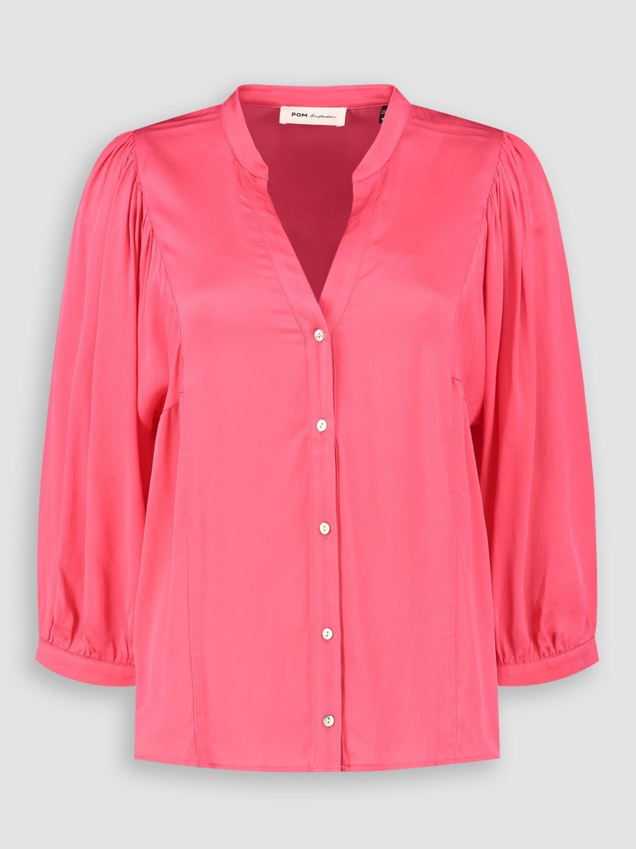 Women POM Amsterdam Tops And Blouses | Viscose Shiny Blouse Pink