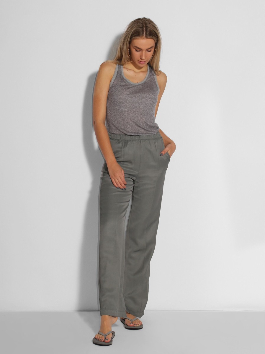 Women Humanoid Pants And Jumpsuits | Kally, Viscose/Linen Mix Trousers Greygreen