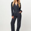 Women Chptr-s Pants And Jumpsuits | Fussy, Viscose Mix Jumpsuit With Striped Pattern Dark Blue