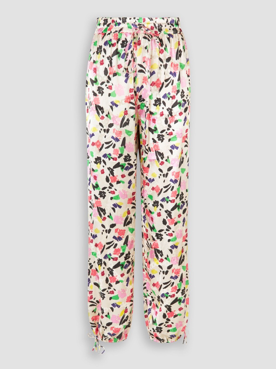 Women Baum und Pferdgarten Pants And Jumpsuits | Nipa, Viscose Wide Leg Trousers With Print Ecru