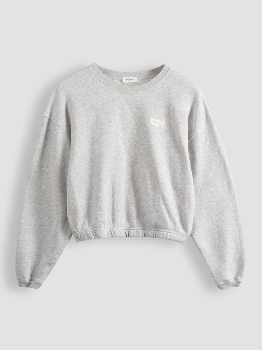 Women American Vintage Sweaters And Cardigans | Kodytown, Cotton Melange Sweater Grey