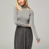 Women Second Female Sweaters And Cardigans | Matima, Lyocell Mix Melee Turtleneck Grey