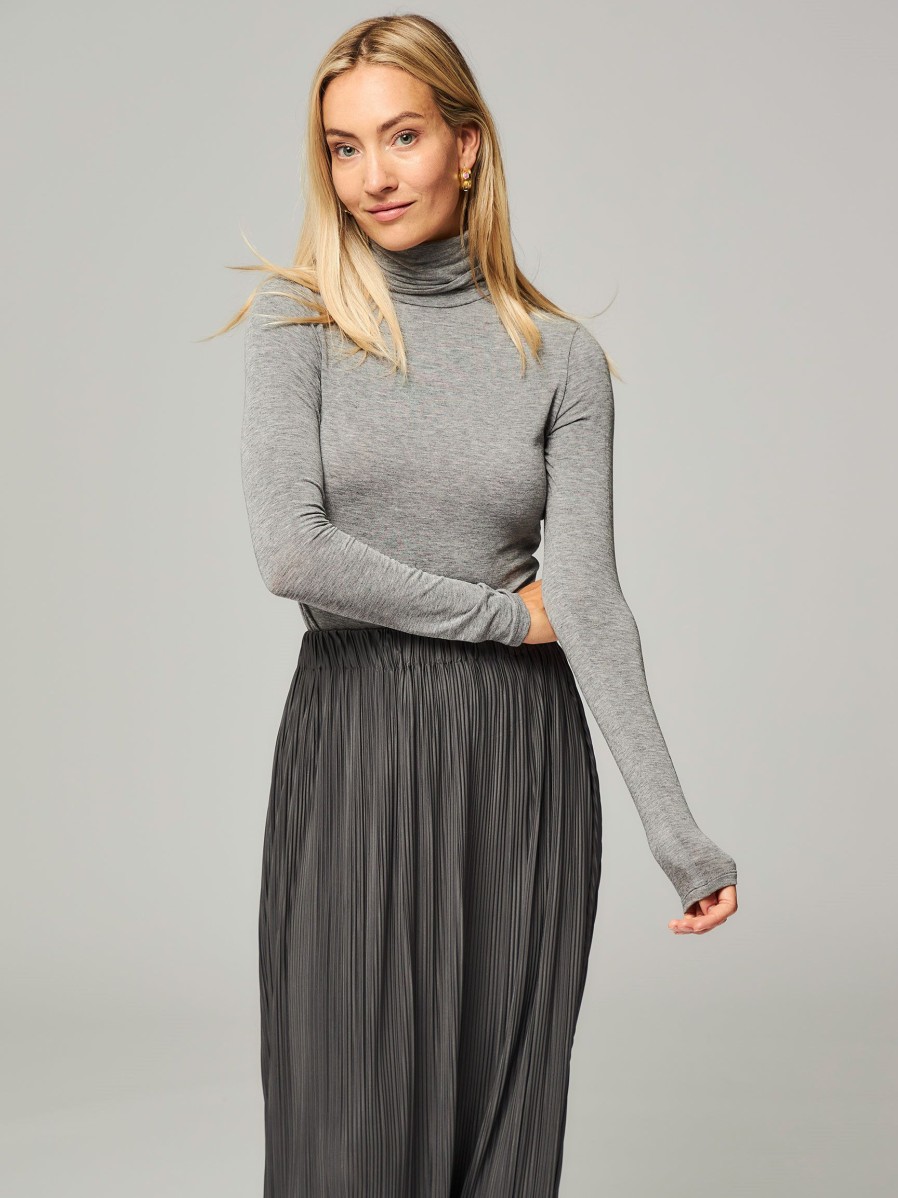 Women Second Female Sweaters And Cardigans | Matima, Lyocell Mix Melee Turtleneck Grey