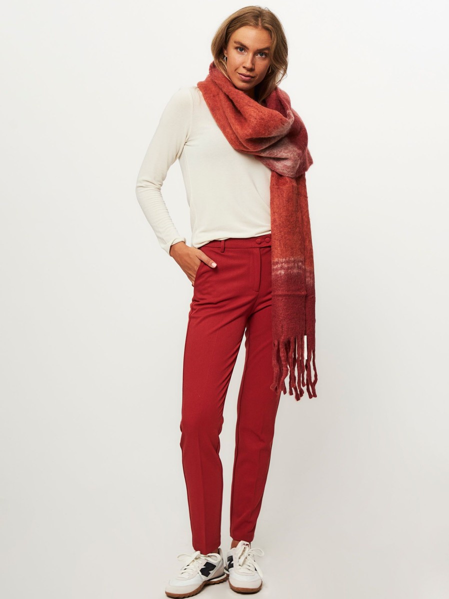 Women Yaya Scarves | Wool Mix Scarf With Pattern Red