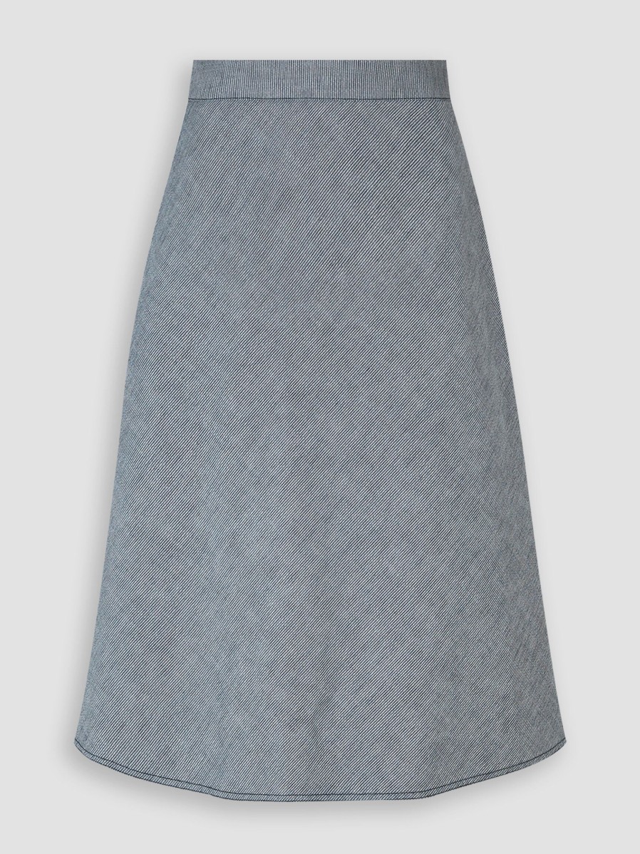 Women Mads Norgaard Skirts | Milk Stelly, Cotton A-Line Skirt With Pattern Bluegrey