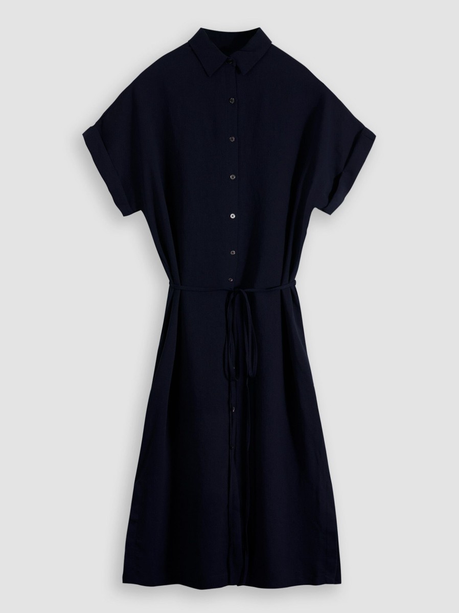 Women Trvl Drss Dresses And Tunics | Vermont, Woven Button Down Dress Dark Blue