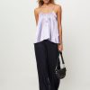 Women forte_forte Pants And Jumpsuits | Silk Mix Wide Leg Trousers Dark Blue