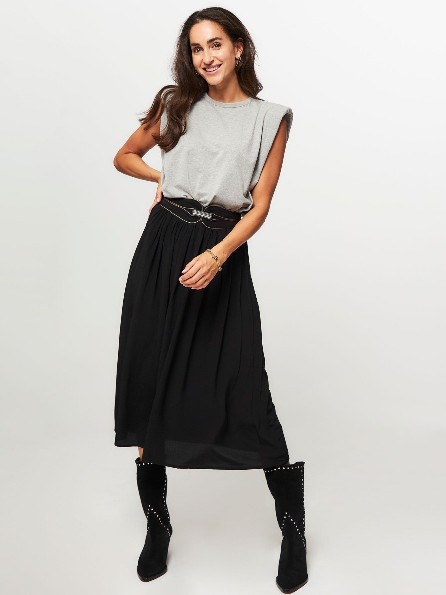 Women Louizon Skirts | Adey, Ecovero Viscose A-Line Skirt Black