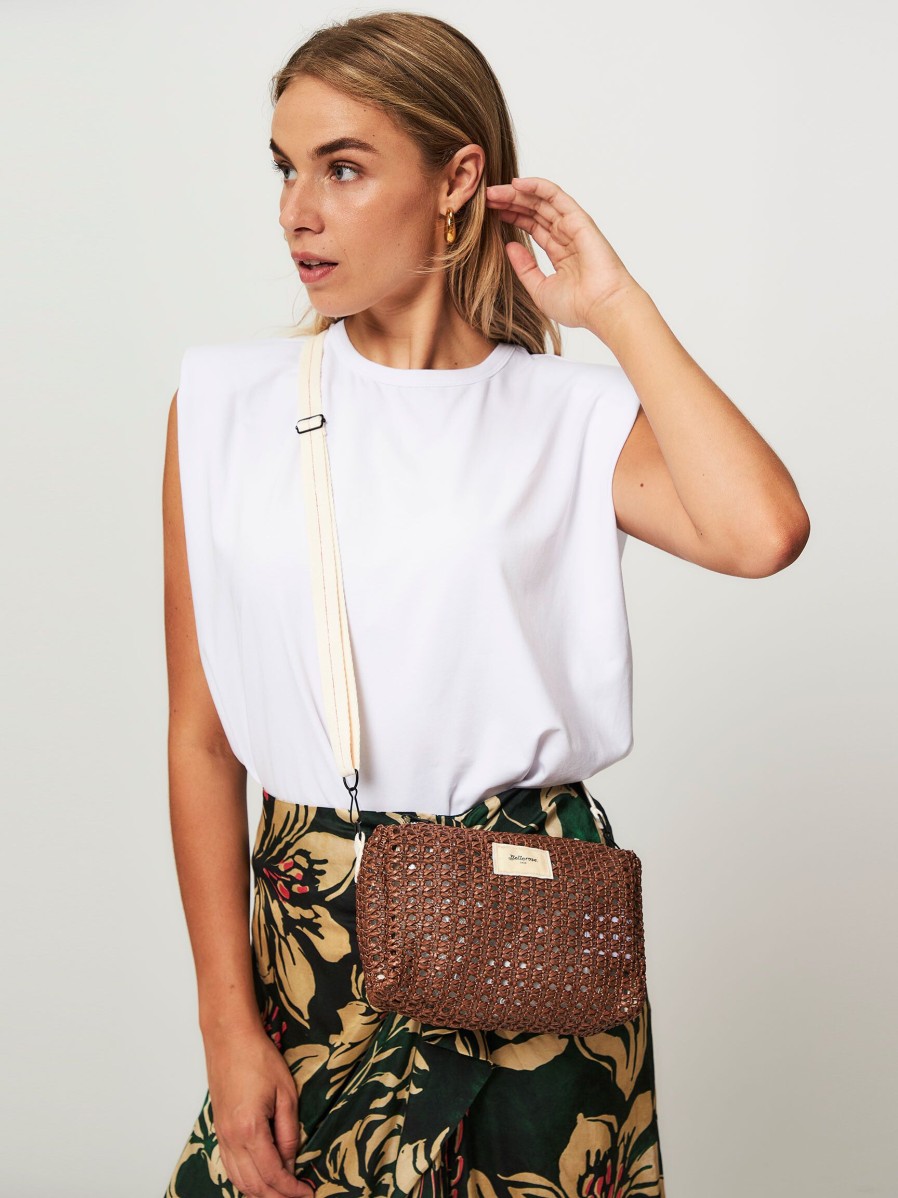 Women Bellerose Bags | Hanomy, Leatherlook Braided Crossbody Bag Brown