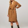 Women Humanoid Dresses And Tunics | Brexton, Cupro/Viscose Mix Dress With Pattern Camel