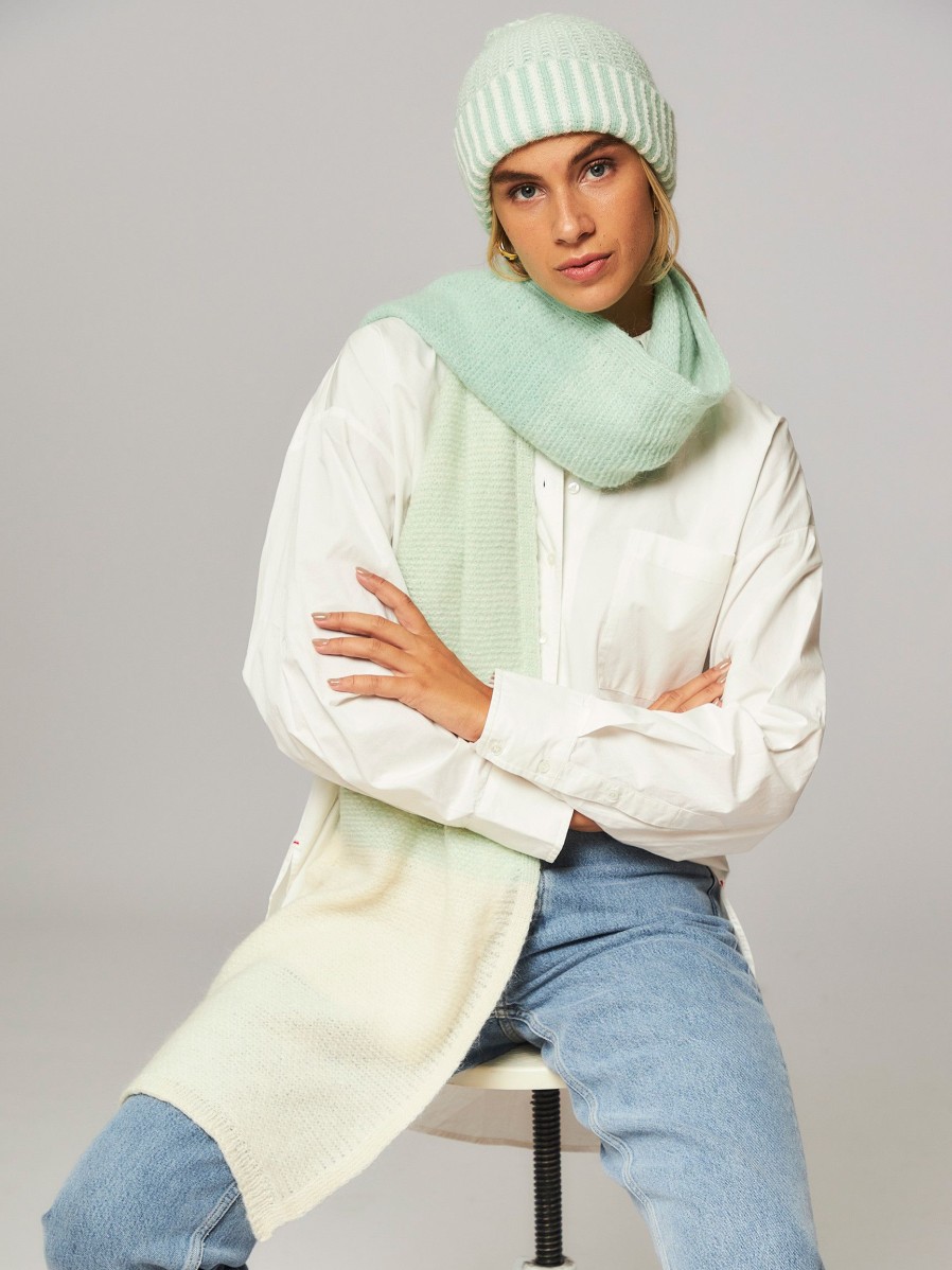 Women Gloria! Gloria! Scarves | Dreamy, Mohair Mix Scarf With Pattern Mint Green