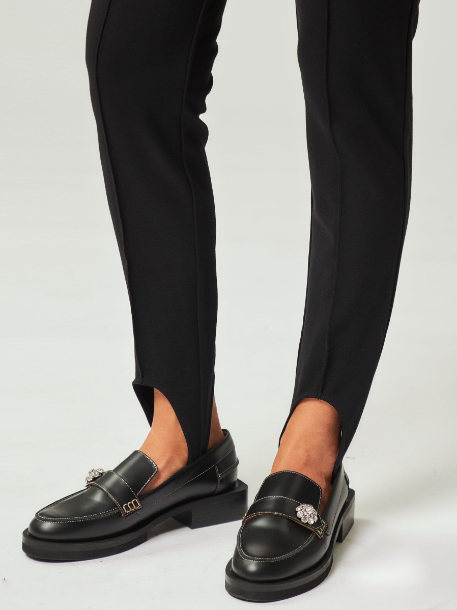 Women Ganni Ballet Flats And Loafers | Leather Loafers Black