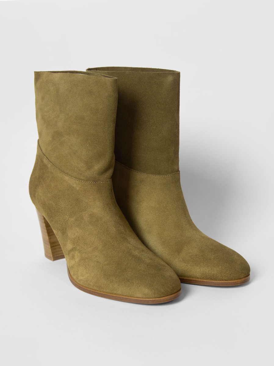 Women Ellen Truijen Boots | Kris, Suede Low Boots Moss Green