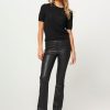 Women Studio AR Pants And Jumpsuits | Jaela, Leather Stretch Flared Trousers Black