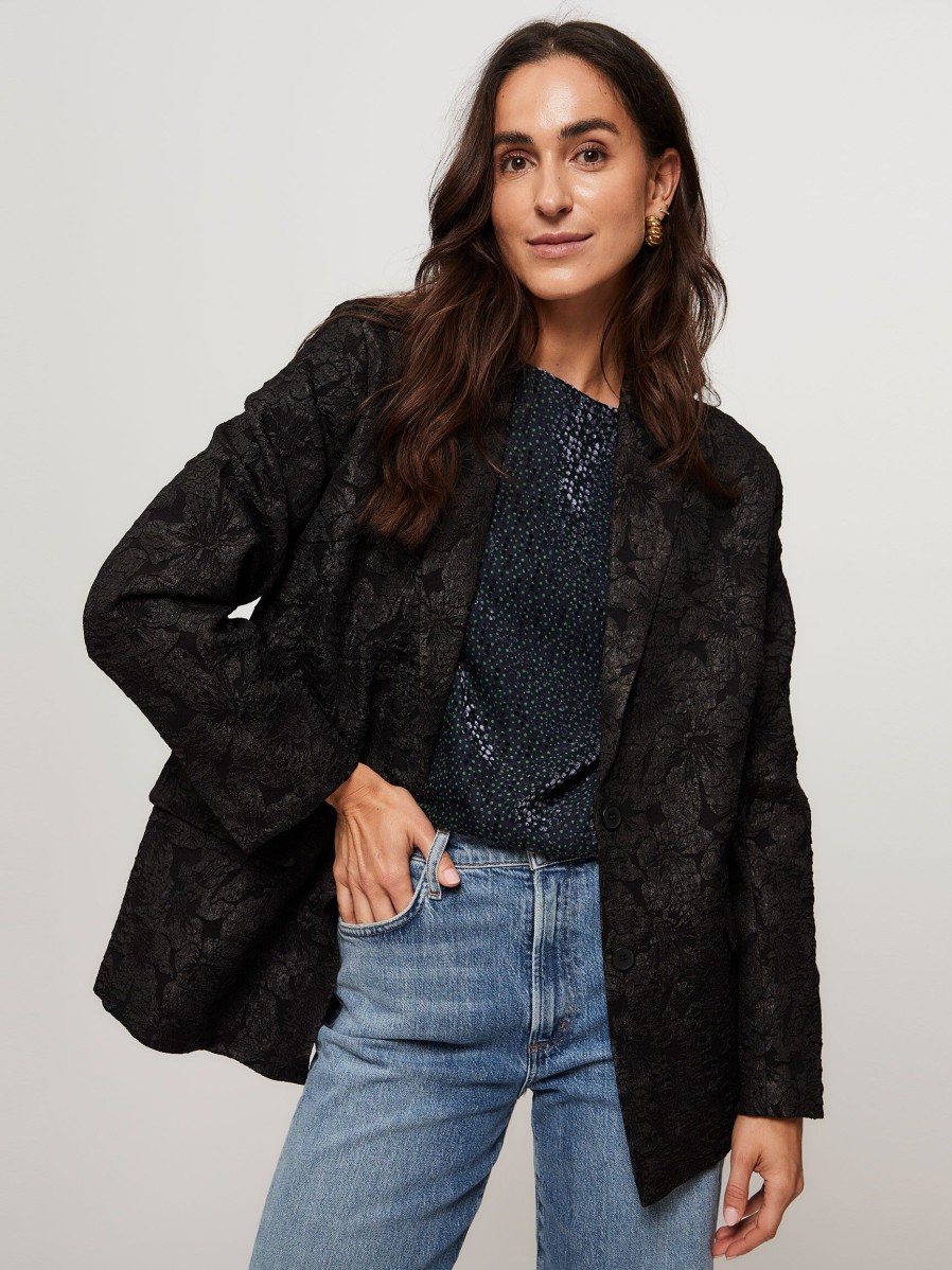 Women Freebird Blazers And Jackets | Maevy, Woven Blazer With Pattern Black