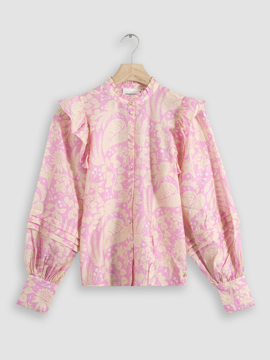 Women Fabienne Chapot Tops And Blouses | Philo, Viscose Mix Blouse With Print Pink