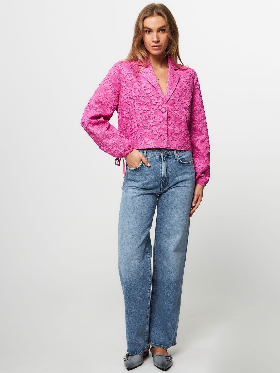 Women Baum und Pferdgarten Blazers And Jackets | Bevin, Woven Cropped Blazer With Pattern Pink