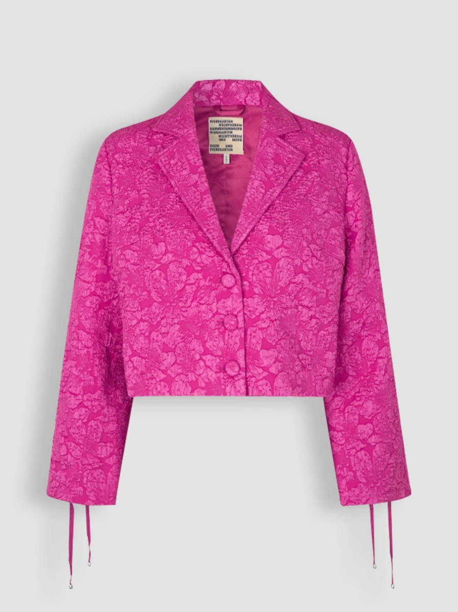 Women Baum und Pferdgarten Blazers And Jackets | Bevin, Woven Cropped Blazer With Pattern Pink