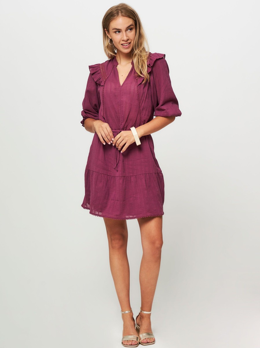 Women Dante 6 Dresses And Tunics | Reaux, Cotton Dress Wirh Open Worked Pattern Purple