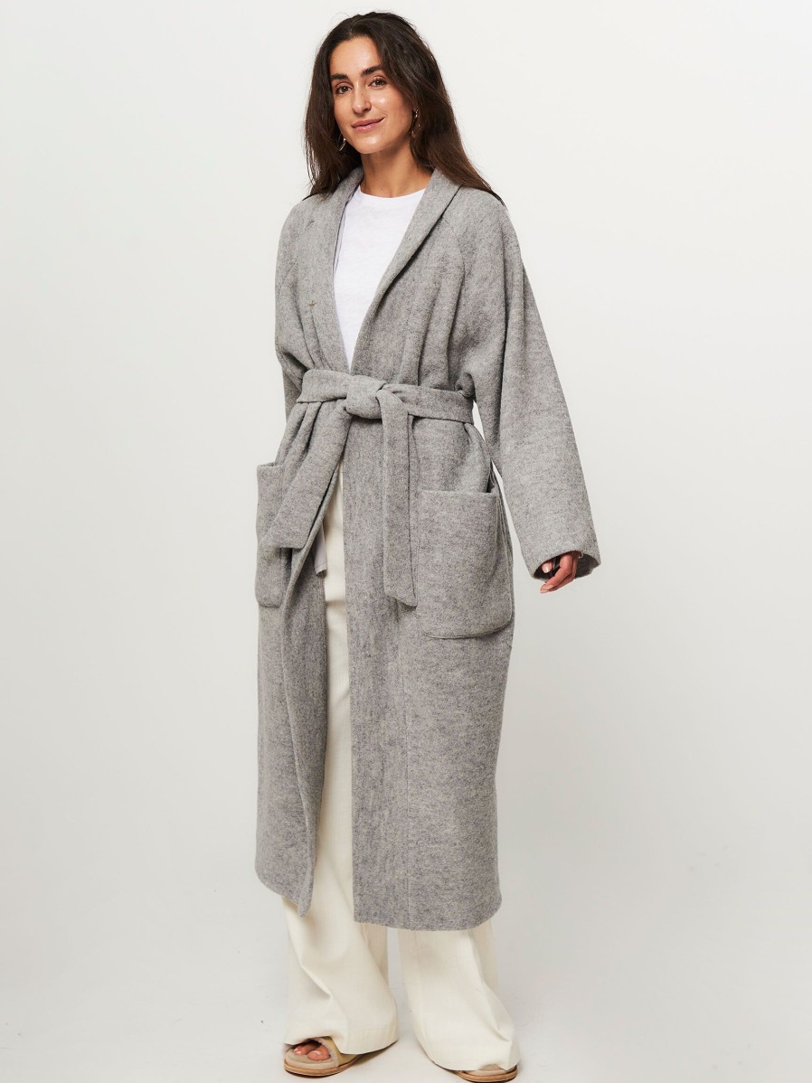 Women Sea Me Happy Outerwear | Penny, Wool Melange Coat Light Grey