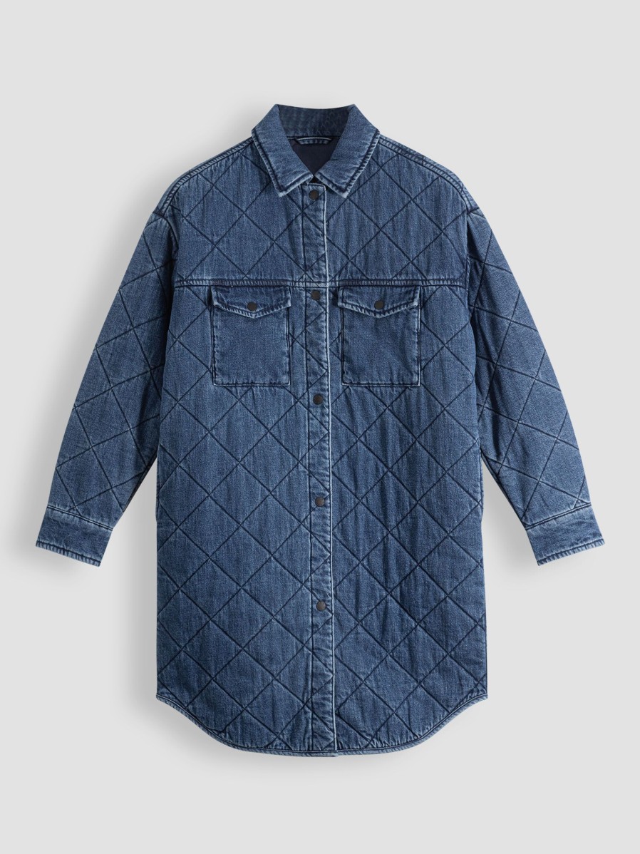 Women Denham Outerwear | Kelly, Denim Quilted Jacket Blue