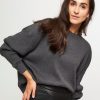 Women American Vintage Sweaters And Cardigans | Piwik, Cotton Melange Rib Sweater Dark Grey