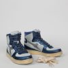 Women Diadora Sneakers | Mi Basket, Leather High Metallic Sneakers Blue