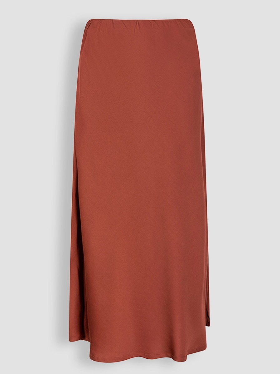 Women Ruby Tuesday Skirts | Relyn, Viscose Shiny A-Line Skirt Stone Red