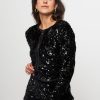 Women Freebird Blazers And Jackets | Dara, Woven Velvet Jacket With Sequins Black