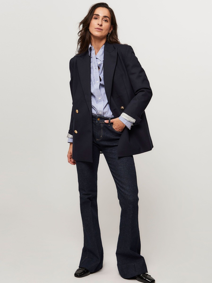 Women Tommy Hilfiger Blazers And Jackets | Viscose Mix Blazer Dark Blue