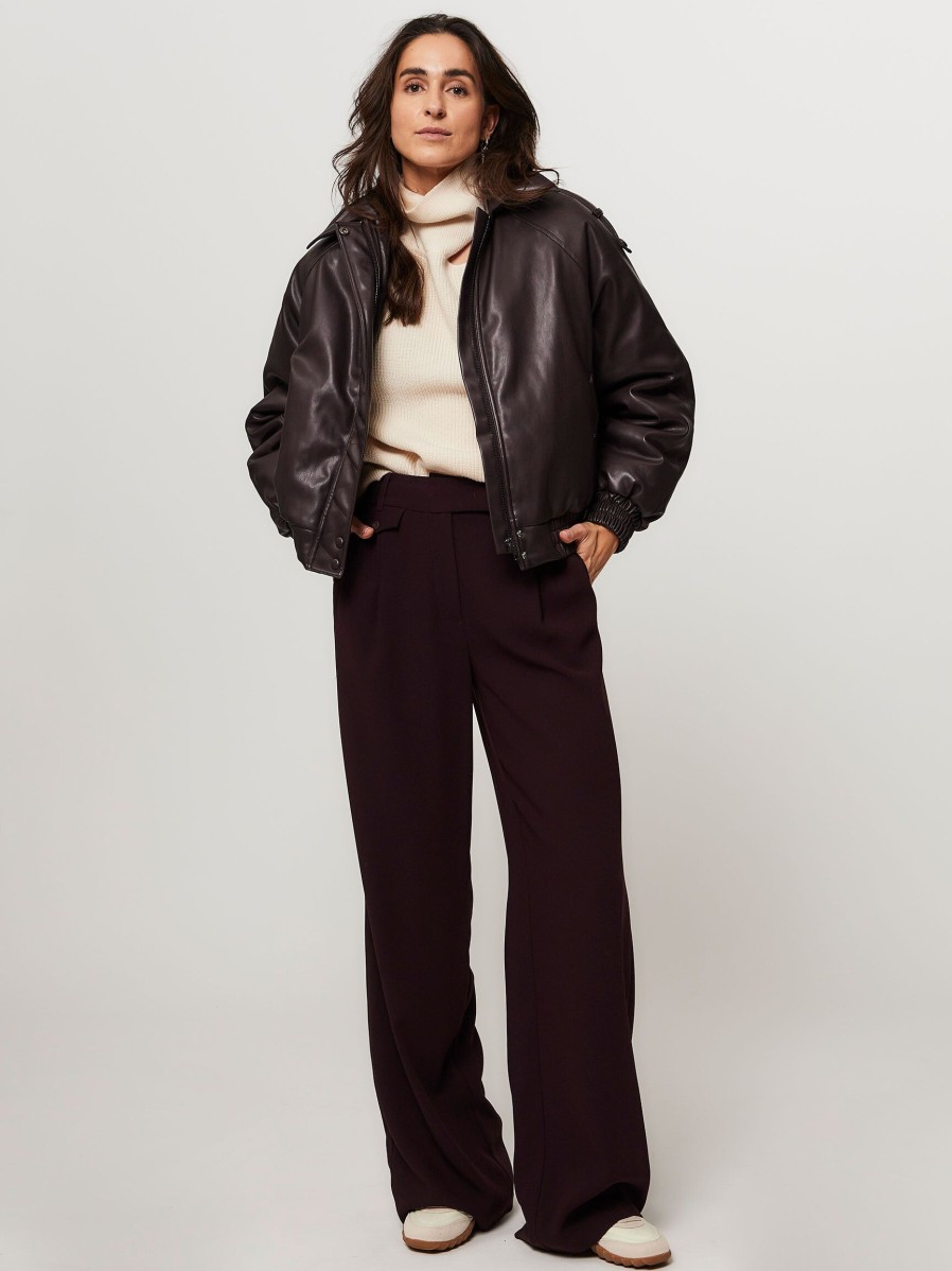 Women Dante 6 Pants And Jumpsuits | Zach, Woven Wide Leg Trousers Aubergine