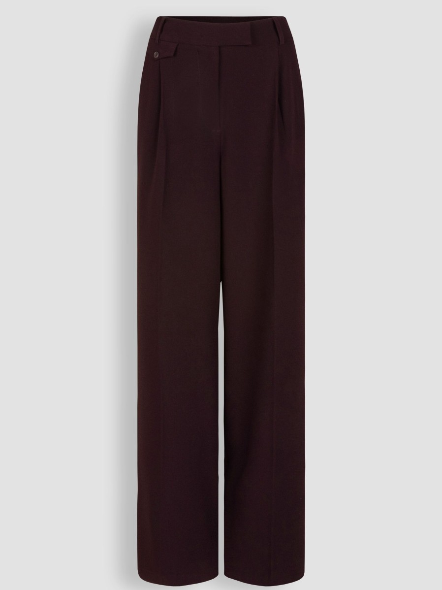 Women Dante 6 Pants And Jumpsuits | Zach, Woven Wide Leg Trousers Aubergine