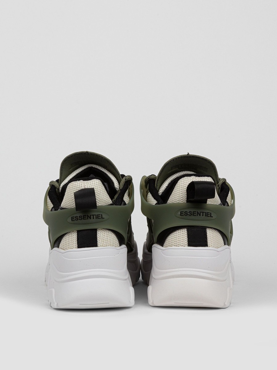 Women Essentiel Antwerp Sneakers | Evangelo, Leather Look Sneakers Dark Green