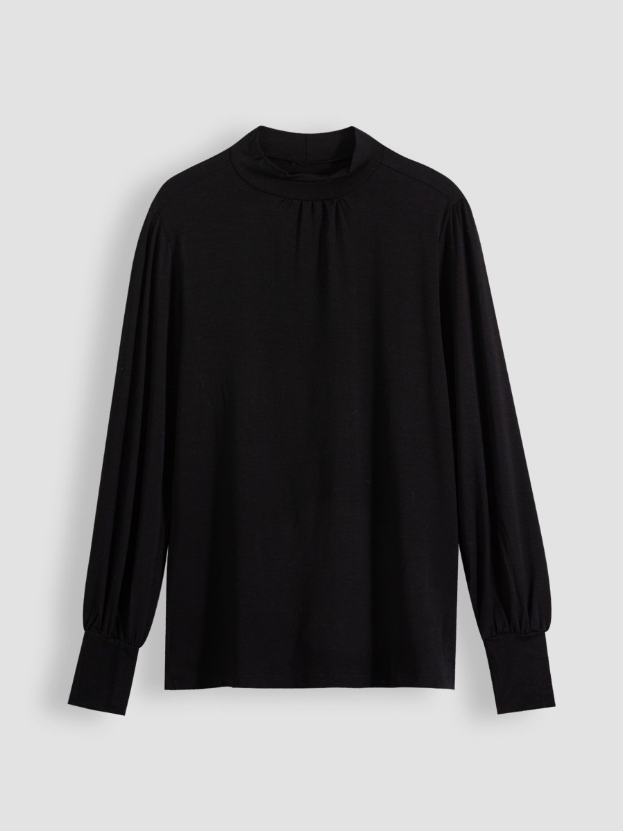 Women Knit-ted Tops And Blouses | Jill, Lyocell Mix Top Black