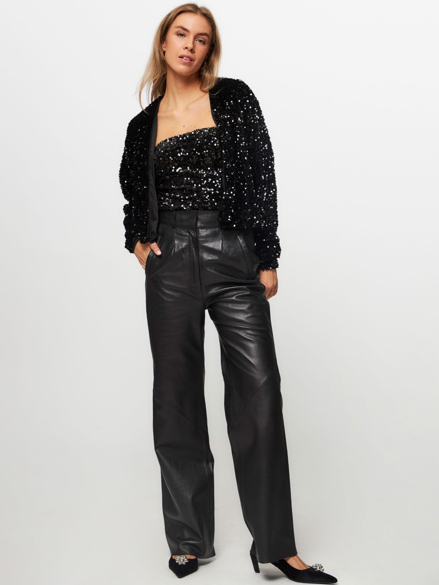 Women Mads Norgaard Blazers And Jackets | Emily, Woven Sequins Jacket Black