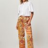 Women Co'Couture Pants And Jumpsuits | Scarf, Woven Trousers With Print Mustard