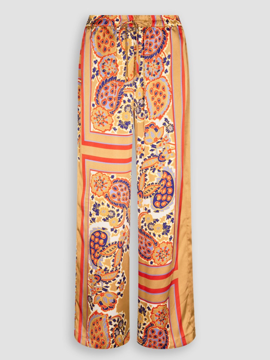 Women Co'Couture Pants And Jumpsuits | Scarf, Woven Trousers With Print Mustard