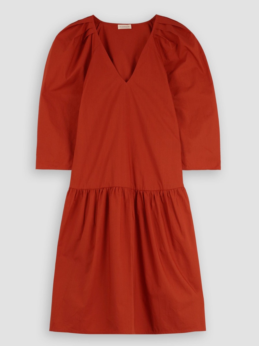 Women By Malene Birger Dresses And Tunics | Cymaria, Organic Cotton Poplin Dress Stone Red