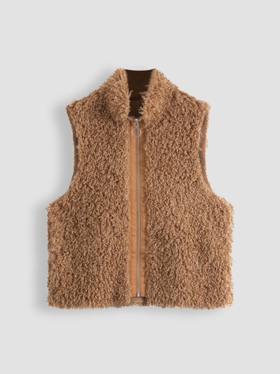 Women Bellerose Outerwear | Hora, Woven Teddy Bodywarmer Brown