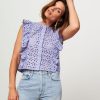 Women Essentiel Antwerp Tops And Blouses | Damanna, Cotton Open Worked Blouse Lavender