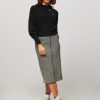 Women Mads Norgaard Skirts | Bonded, Wool Mix Pencil Skirt With Pattern Black