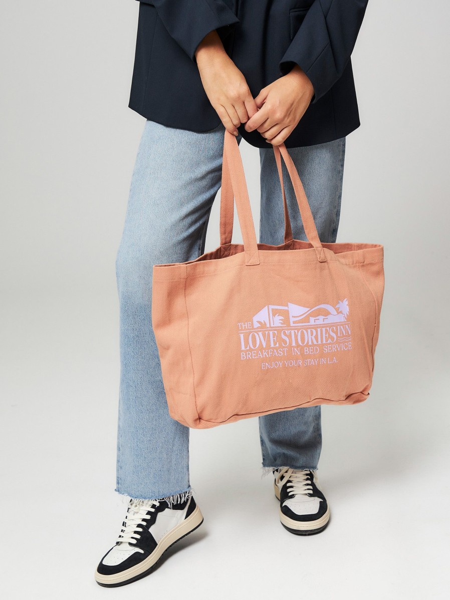 Women Love Stories Bags | Cotton Tote Bag With Print Naturel