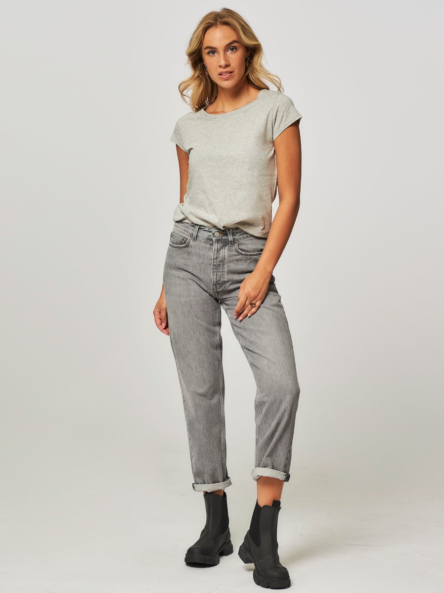 Women Mads Norgaard Tops And Blouses | Teasy, Organic Cotton Melee T-Shirt Grey