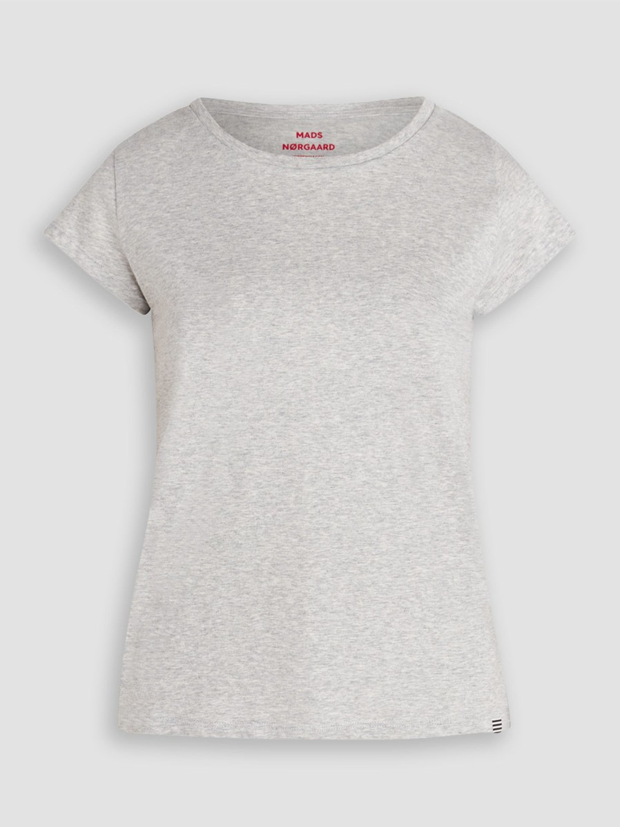 Women Mads Norgaard Tops And Blouses | Teasy, Organic Cotton Melee T-Shirt Grey