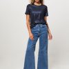 Women Majestic Filatures Tops And Blouses | Lyocell/Cotton Mix Slub T-Shirt With Lurex Dark Blue